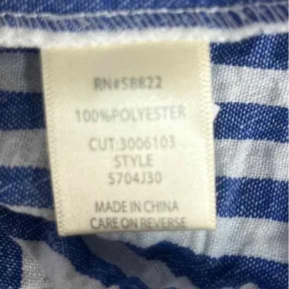 Max Studio London Button Front Shirt Size Small Blue White New Striped Casual - Picture 6 of 11